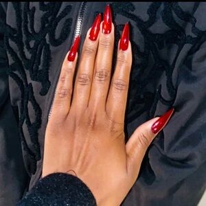 Red Stiletto False Nails Set
